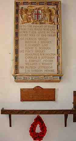 The 2 plaques in memory of the dead from Sherington who died during WW1 and 2