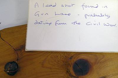 A lead shot found in Gun Lane, probably dating from the Civil War