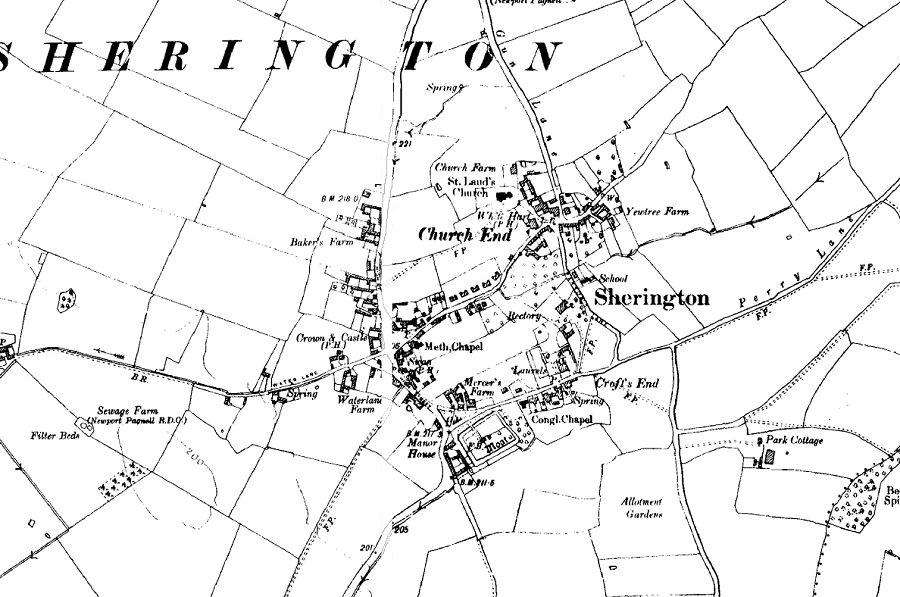 Ordnance Survey map of Sherington 1926