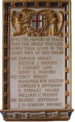 Plaque to the memory of those from Sherington who died in WW1