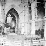 St Laud's Church restoration 1960s. Rev Leslie Bearman is on the ladder. St Laud's Church restoration 1960s