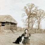Yew Tree Farm, circa 1939. The three walnut trees. Phyllis and Mac. Yew Tree Farm