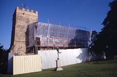 Thornton Church. Roof Under wraps 2002