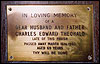 MSVII - Brass memorial plate to Charles Edward Theobald
