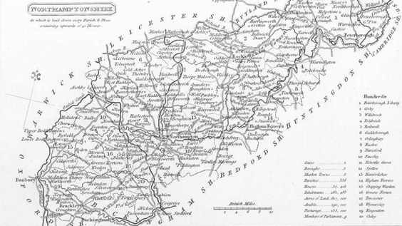 Northamptonshire map 1825
