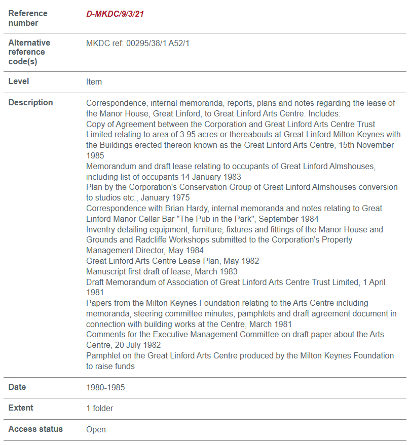 Example search result