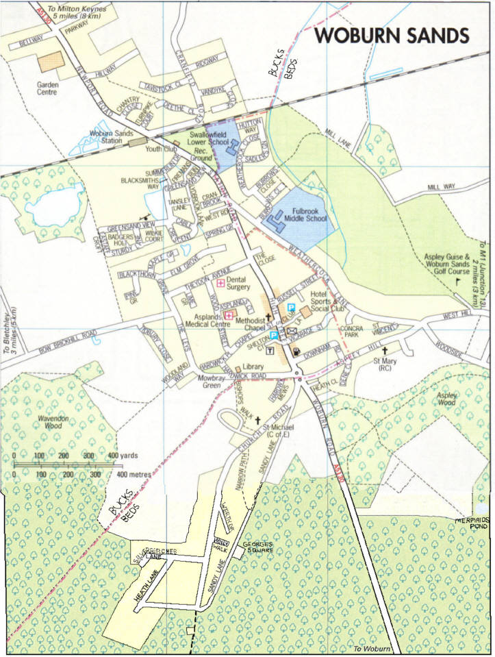 Map of Woburn Sands and Aspley Heath