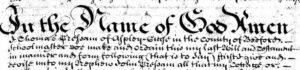 Will of Thomas Gressam, schoolmaster of Aspley Guise