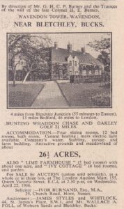 1936 press advert for the auction