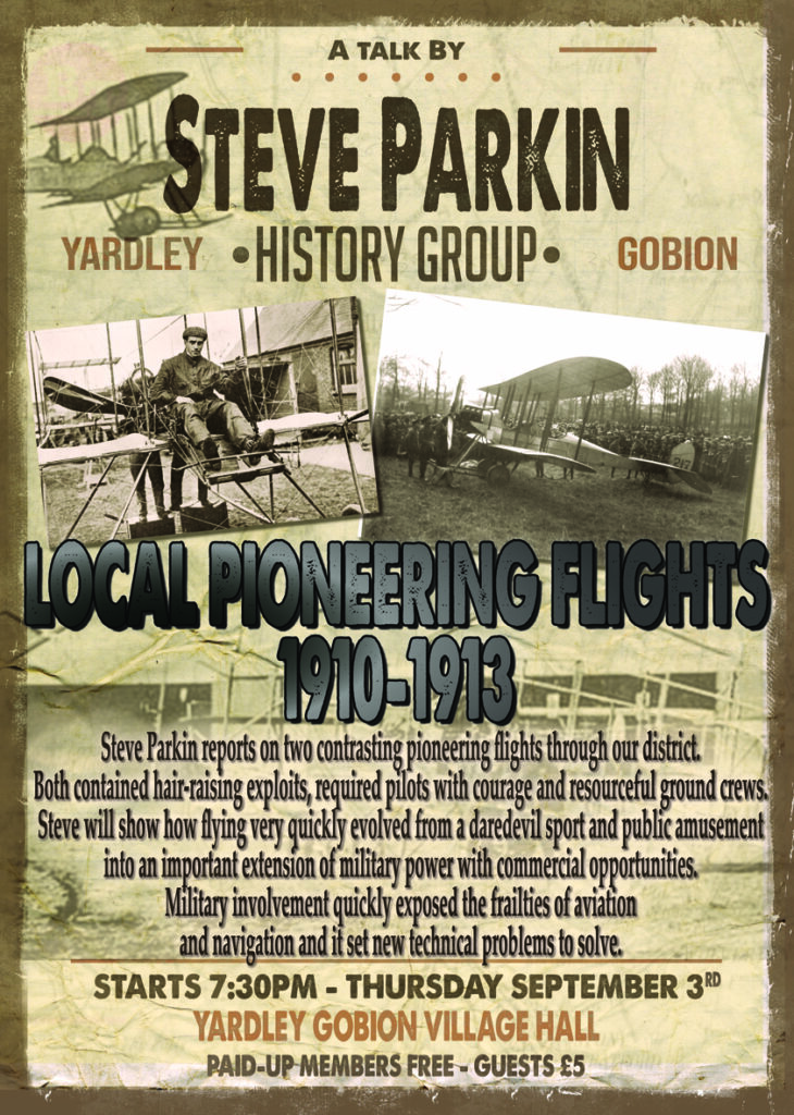 September 2026 - Local Pioneering Flights 1910-1913 - Steve Parkin 